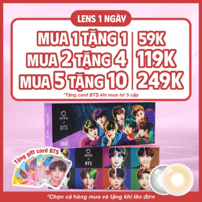 Event BTS- Lens 1 NGÀY (1𝗖HIẾC ) DNA/ IDOL (myself gray/destiny brown) - Seoullens Kính áp tròng Hàn Quốc