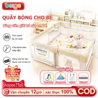 Quây Bóng Cho Bé Beige, Lưới thoáng chống kẹt | Vật liệu dày + Tháo lắp dễ | Tặng 4 quà