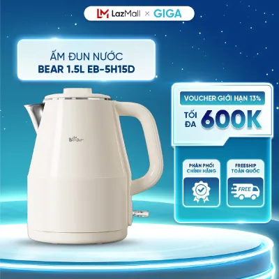 Ấm siêu tốc Bear 1.5L EB-5H15D - Công suất 1500W - Nắp rời – dễ thêm nước, dễ vệ sinh