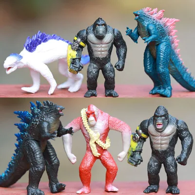 Godzilla 6 Cái / bộ Anime Hình King Kong Khủng Long PVC Nhân Vật Hành Động Nguyên Thủy Siêu Gorilla Hình Sưu Tập Đồ Chơi Mô Hình