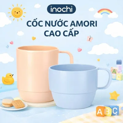 Cốc uống nước Inochi Amori Nhật Bản, có quai, nhựa chịu nhiệt, cao cấp