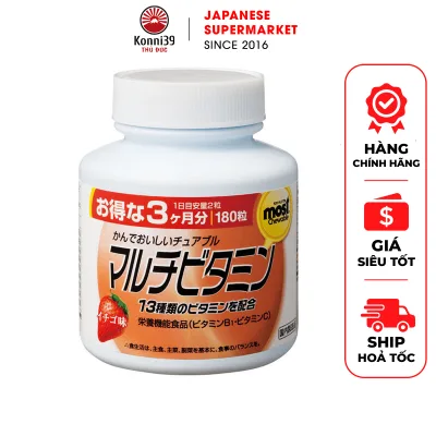 VIÊN NHAI BỔ SUNG VITAMIN TỔNG HỢP CHO CƠ THỂ ORIHIRO (HỘP 180 VIÊN - VỊ DÂU) - HÀNG NỘI ĐỊA NHẬT