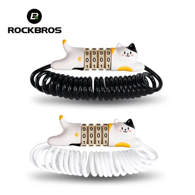 ROCKBROS Bicycle Helmet Lock Cat Design Cute Portable Lightweight 130cm Thickness 4.3mm Password Anti-theft Lock Bicycle Motorcycle