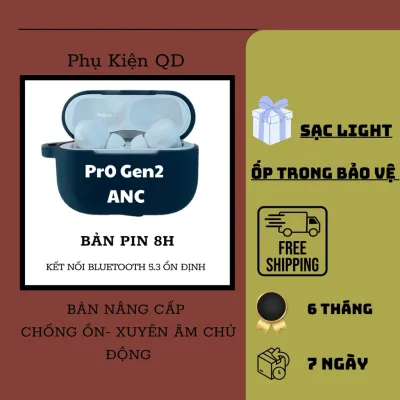 Tai Nghe Bluetooth Pro2 ANC [Bản Nâng Cấp] Chống Ồn Chủ Động 40Db, Pin Trâu 8h, Kết Nối Bluetooth 5.3, Micro Tích Hợp