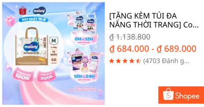 [TẶNG KÈM TÚI ĐA NĂNG THỜI TRANG] Combo 2 Tã quần Moony Dịu Nhẹ M46/L36/XL32