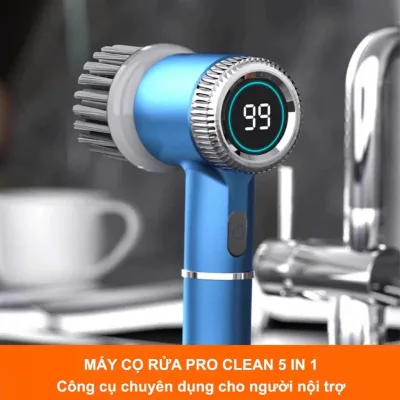 5-Inch Multi-Purpose Electric Scrubber, Safe Waterproof, 18000Rpm Speed, Comes with 5 Replacement Brush Heads - 3-Speed Smart Kitchen Cleaning Brush, % Battery Display