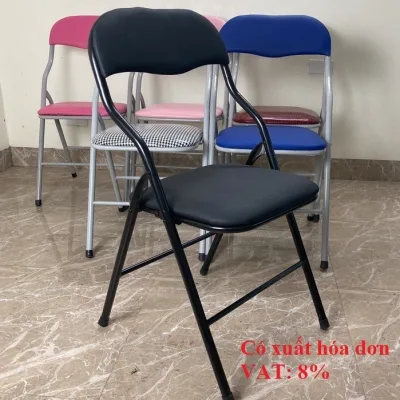 Ghế Văn Phòng Gấp Gọn Ghế Gấp Decor Phòng Ghế Đệm Tựa Lưng Bọc Da Êm Ái Khung Thép Sơn Tĩnh Điện