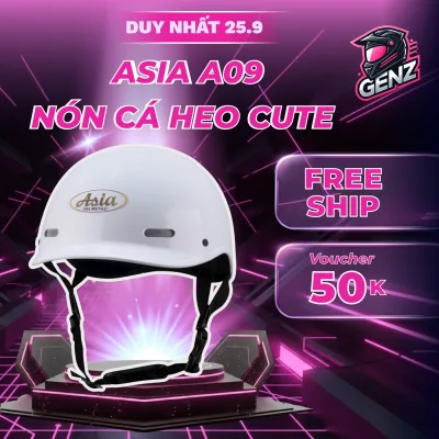Asia A09 Half Head Helmet Glossy Black Dolphin Hat – Fashionable Design, Lightweight, Safe for Men and Women - Genz