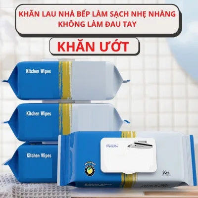 Khăn ướt Lau bếp đa năng 1 gói 80 miếng Siêu tiết kiệm