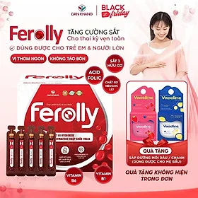(Mẫu mới) Ống bổ sung sắt acid folic không tanh, không táo bón Ferolly Dân Khang cho mẹ bầu và người thiếu máu