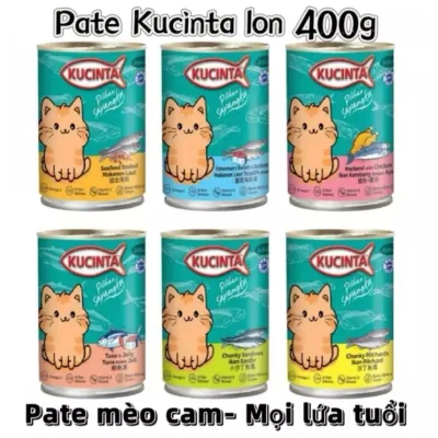 Pate lon 400g KUCINTA nhiều topping cá và hải sản cho mèo - Milky Pet