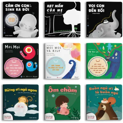 Sách Ehon - Combo 9 cuốn Cảm ơn con Moi moi Buồn ngủ - Cho bé 0 - 2 tuổi