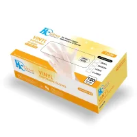 Găng tay trong suốt Vinyl, Găng tay không bột dai dẻo làm bằng nhựa PVC chuyên dùng cho Spa Thẩm Mỹ