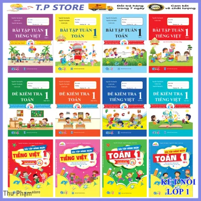 Full combo of first-grade students connect book-test, week and daily exercise 2 math and Vietnamese qbooks for kids