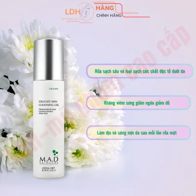 Gel Sữa Rửa Mặt Phục Hồi và Làm Sáng Mịn Da M.A.D DELICATE SKIN CLEASING GEL (200ml)