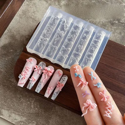 3D Khuôn Làm Móng Silicon Hỗn Hợp Kích Thước Nơ Hình Mềm Dập Tấm Kawaii Ballet Nơ DIY Làm Móng Tay Nghệ Thuật Khuôn Dụng Cụ