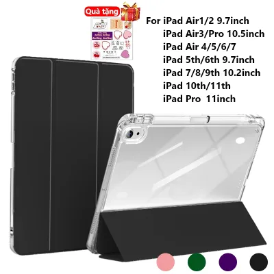 Ốp điện thoại cho IPad Case Air 7 6 5 4/iPad Pro 11th 10th 9th 8th thế hệ thứ 7 10.2 Vỏ Acrylic trong suốt có giá đỡ bút