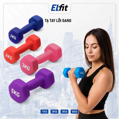 Tạ Tay Nữ Tập Gym Yoga 1kg, 2kg, 3kg, 5kg - Lõi Gang Bọc Cao Su Êm Tay, Chống Va Đập - TaTay