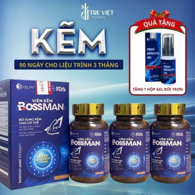 Kẽm BOSS MAN bổ sung khoáng kẽm cho cơ thể, hỗ trợ tăng cường sức khỏe đề kháng lọ 30 viên
