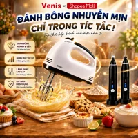 Máy Đánh Trứng Cầm Tay 7 Tốc Độ Tặng 4 Đầu Đánh Cao Cấp, Hoạt Động Êm Ái