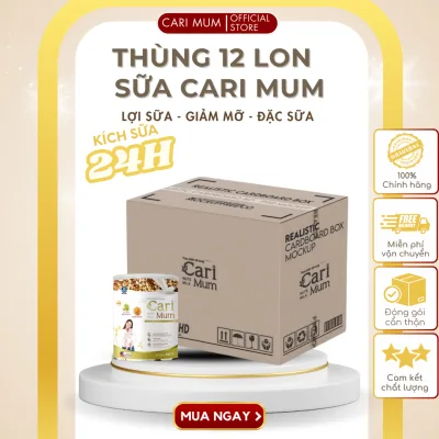 Thùng 12 lon Sữa hạt lợi sữa Cari Mum cho mẹ sau sinh - Bổ sung dinh dưỡng vượt trội với 22 vitamin và khoáng chất