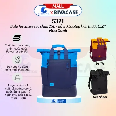 Balo Du Lịch 25L Rivacase 5321 Kích Thước Laptop 15.6" - Hàng Chính Hãng - Bảo Hành 24 Tháng
