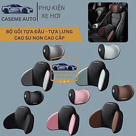 Bộ Tựa Đầu Tựa Lưng AWESOME Cao Su Non Nguyên Khối - Gối Tựa Đầu Tựa Lưng Trên Ô Tô Vỏ Bọc Vải Cotton Không Xù - Hàng Nhập Khẩu