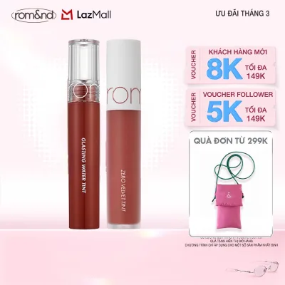 Combo Son kem lì Romand New Zero Velvet Tint 5.5g + Son tint nước Romand Glasting Water Tint 4g
