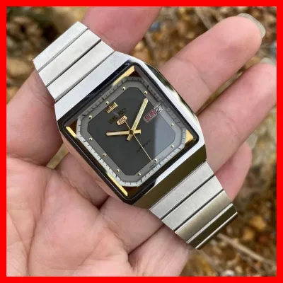 ĐỒNG HỒ PIN KIM TRÔI - [ ĐỒNG HỒ PHỐ ] Đồng hồ nam Seiko mặt vuông máy nhật cao cấp dây thép