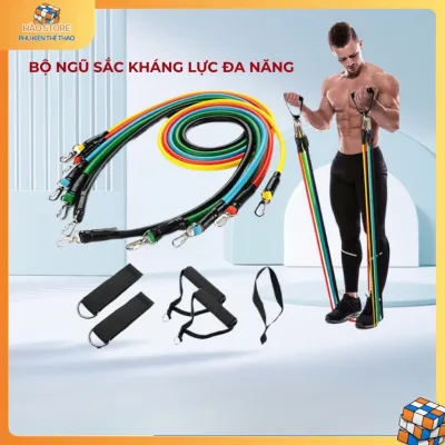 Bộ 5 dây ngũ sắc kháng lực tập gym full body - Dụng cụ tập Gym kháng lực đa năng, độ đàn hồi cực tốt, hiệu quả nhanh, tậ