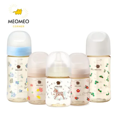 Bình sữa Green Finger Bebegrow PPSU Hàn Quốc size 160ml / 280ml núm ti mềm 2 van khí chính hãng Greenfinger
