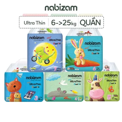 COMBO 3 Bịch Tã/Bỉm Quần NABIZAM Ultra Thin Nội Địa Hàn, Mềm Mại, Mỏng Nhẹ Size M32/L30/XL26/2XL22/3XL20 Cho Bé 6-25kg