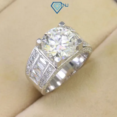 Nhẫn nam kim cương Moissanite 11 ly xi bạch kim bản lớn kiểm định GRA cao cấp sang trọng NNAM0136 - Trang Sức TNJ