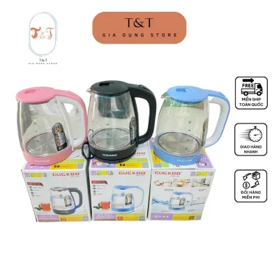 Ấm siêu tốc thủy tinh 2.0 L cao cấp công suất 1300w bình siêu tốc trong suốt cường lực đèn led tự ngắt khi sôi