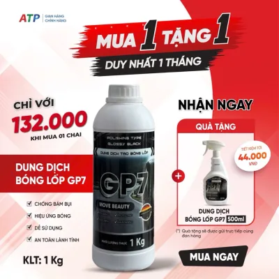 Dung dịch làm bóng lốp GP7 - Mua 1kg tặng 500ml - Chống bụi bẩn, rạn nứt, dưỡng bóng, bảo vệ lốp xe