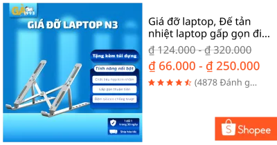 Giá đỡ laptop, Đế tản nhiệt laptop gấp gọn điều chỉnh cấp độ theo nhu cầu tiện dùng - GA1993 GA1993