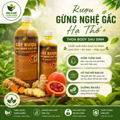 Rượu Gừng Nghệ Gấc Hạ Thổ THOA BODY | Giảm Thâm Da, Rạn Da Sau Sinh, Nám Da, Dưỡng Trắng