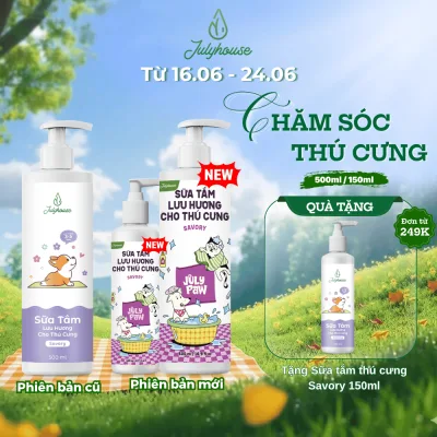 Sữa tắm cho chó mèo 150ml/500ml Julyhouse thơm mát khử mùi hôi