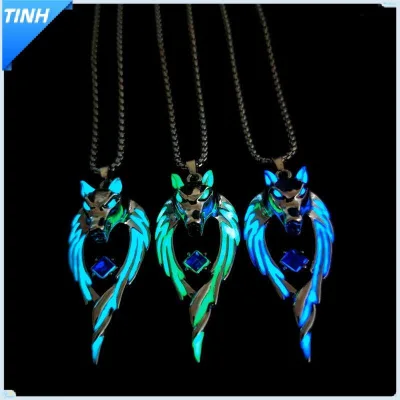 Tinh phát sáng Sói Mặt dây chuyền vòng cổ nam dây chuyền cổ điển Punk hiphop đồ trang sức nóng