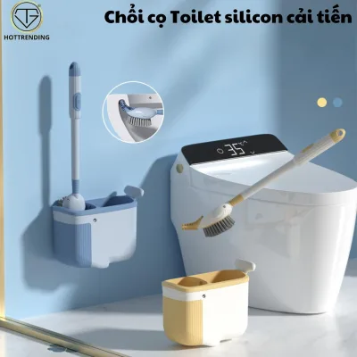 Dolphin silicone bathroom toilet brush set with wall mounted tray
