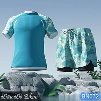 Bộ bơi nam quần 2 lớp trẻ trung nam tính thời trang, đồ bơi đồ tập kín đáo chống lộ, chất thoáng khí nhanh khô, áo thun bơi co giãn tốt, có size lớn | BN032