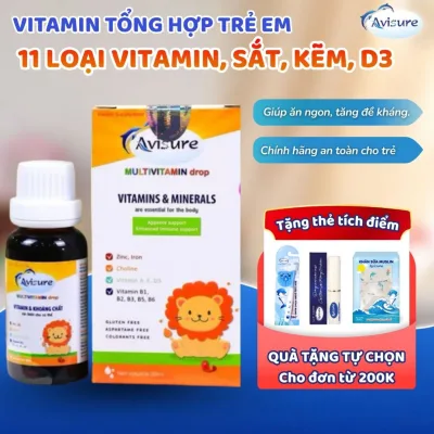 Vitamin tổng hợp cho bé Avisure Multivitamin gồm 11 loại vitamin và khoáng chất, sắt, kẽm, d3 20ml