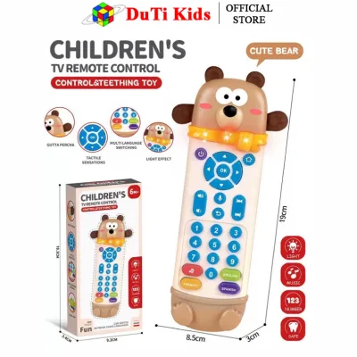 Đồ chơi Remote điều khiển từ xa 3 ngôn ngữ có đèn có nhạc có gặm nướu cho bé khám phá phát triển