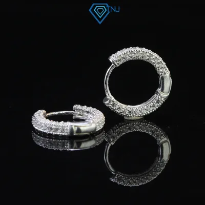 Men's Round Silver Earrings with High-Quality Stone-Encrusted Clasps, Luxurious Style Silver Earrings Bta0095 - Tnj Jewelry