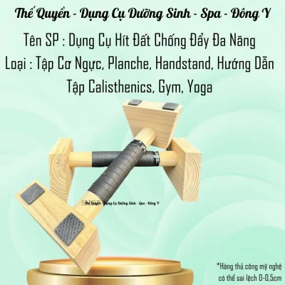 Dụng Cụ Chống Đẩy Hít Đất Parallettes Tập Cơ Ngực, Planche, Handstand, Hướng Dẫn Tập Calisthenics, Gym, Yoga Gỗ Thông