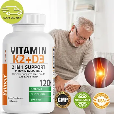 Balincer's Vitamin D3 + K2 Supplement, Supports Bone, Tissue and Artery Health, Promotes Calcium Absorption • Non-Gmo • Gluten-Free • Vegetarian, 5000 Iu