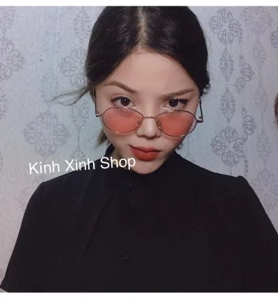 Kính râm màu Mắt tròn Mini thời trang sành điệu (HỒNG)