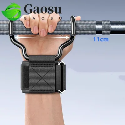 Gaosu 1 Cái / Cặp Móc Cầm Nâng Trọng Lượng, Kéo Lên Phụ Trợ Có Thể Điều Chỉnh Bảo Vệ Cổ Tay, Tay Cầm Hỗ Trợ Cổ Tay Màu Đen Chống Trơn Trượt Có Móc Thép Móc Dây Đeo Tập Gym