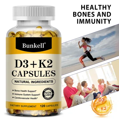 Bunkell D3 + K2 Capsules for Cardiovascular Health, Immune Support, Bone and Cardiovascular Health* - Vitamin D with Mk-7 (Vitamin K2)
