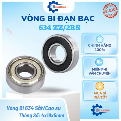 CHÍNH HÃNG |–VÒNG BI 634 ZZ/2RS- mini dùng cho motor, quạt, máy in, thiết bị cơ khí, robot, y tế
